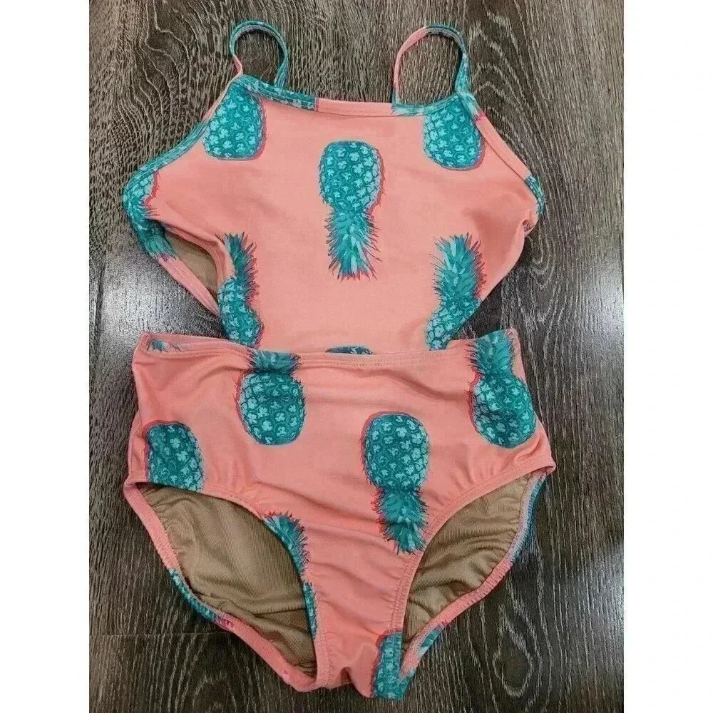 Old Navy pineapple‎ one piece swimsuit size 8 girls #4
